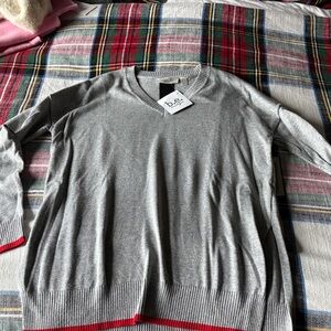 RD Style Gray and Red V-Neck Women's Sweater